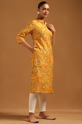 Soch Womens Mustard Desert Storm Botanical Kurta