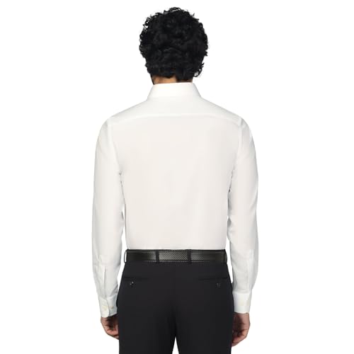 blackberrys Men Must Haves Super White India Slim Fit Shirt | Solid Super White Shirt with Full Sleeves, Structured Fit and Everyday Office Wear Styling | Size 44
