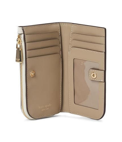 Kate Spade New York Devin Colorblocked Saffiano Leather Small Slim Bifold Wallet, Timeless Taupe Multi