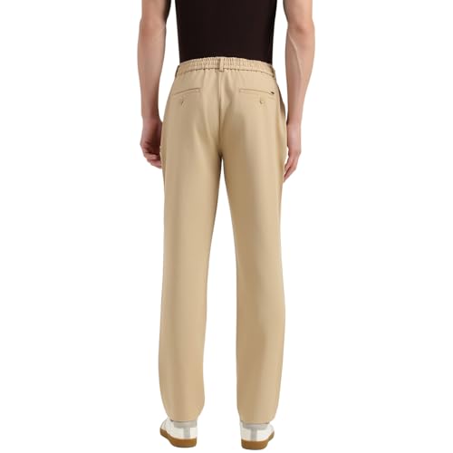United Colors of Benetton Relaxed Fit Mid Rise Solid Trousers (Size : 38) - 26P4CTWB0935I901 Beige