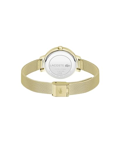 Lacoste Riga Women's 3H Quartz Watch, Stainless Steel, Water Resistant Up to 5ATM/50 Meters - Minimalist Elegance - Premium Fashion Timepiece - Gift for Her - 34mm, Gold Plated