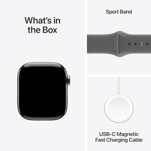 Apple Watch Series 11 GPS + Cellular 42mm Natural Titanium Case with Stone Grey Sport Band - M/L