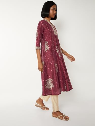 Max Women Foil Print A-line Kurta (Red_XL)