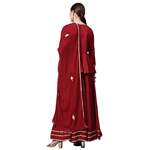 Divena Maroon Gota Hand Work lehenga dupatta set