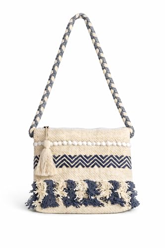 OLL OO LA LA BEAUTY Boho sling bags, Cotton shoulder bag, Handbags for Women, Macrame Bag, cotton bags for women, Crossbody Sling bag With Tassels, Shoulder Bag For Everyday Use - Gray Color