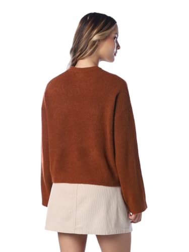 ONLY Women's Solid Regular Fit Brown Sweater