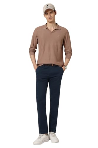 Men Navy Solid Super Slim Fit Chino Casual Trousers