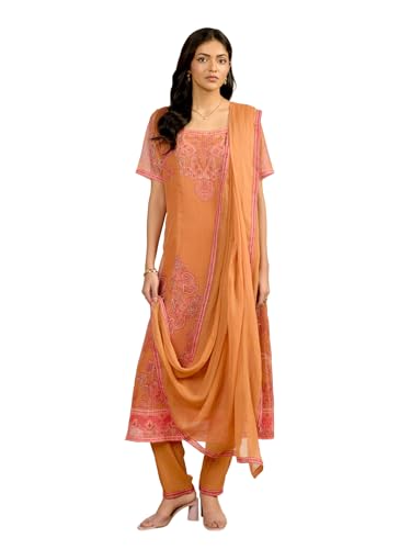 Aarke Ritu Kumar Mustard Tanush Floral Kurta With Pant And Dupatta