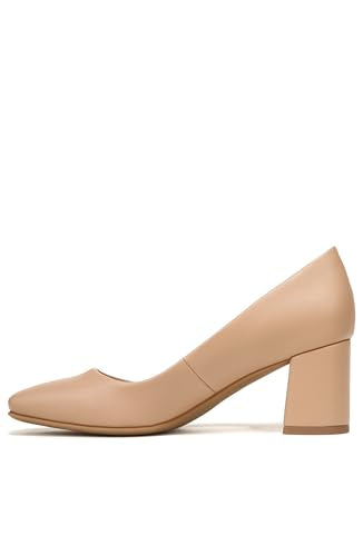 Naturalizer Womens Warner Square Toe Block Heel Pump, Beige, 10 Wide