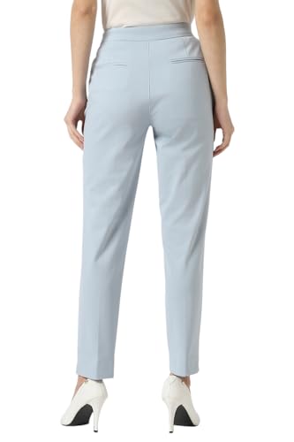 Van Heusen Women Light Blue Solid Formal Regular Fit Trousers