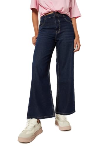Max Women Whiskered Wide Leg Jeans (Blue_26)