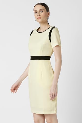 Van Heusen Women's Polyester Blend Modern Mid-Thigh Length Dress (VWDRCRGPH22538_Yellow