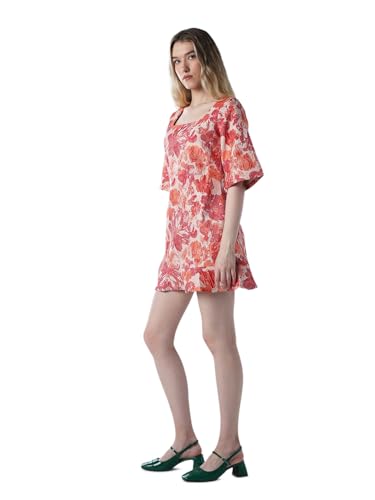 ONLY Women's Floral Print Fit and Flare Multicolor Dress