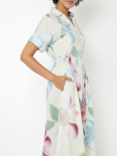 Max Printed A-line Midi Dress (White_XS)