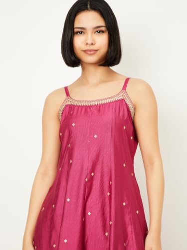 Max Women's Polyester Blend Kurta Set (CTKST54001_Pink