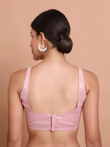 S SALWAR STUDIO Pink Georgette Embellished Readymade Blouse