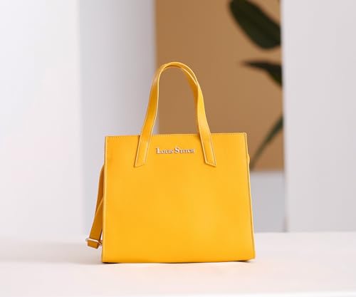 LOUIS STITCH Stylish Yellow Handbag for Women | Ladies Satchel Handbag for Travel, Office, College (LS-LDB-VF1039-HBYL)