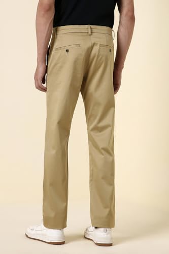 Men Khaki Solid Casual Trousers