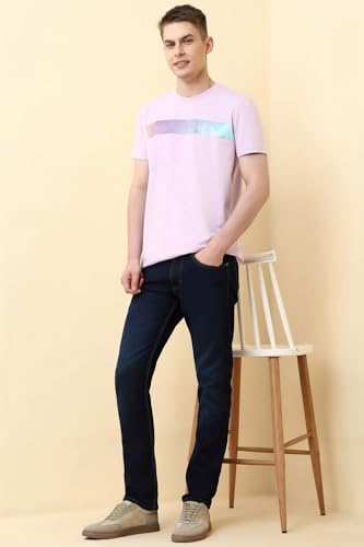 Men Lilac Graphic Print Crew Neck T-Shirt