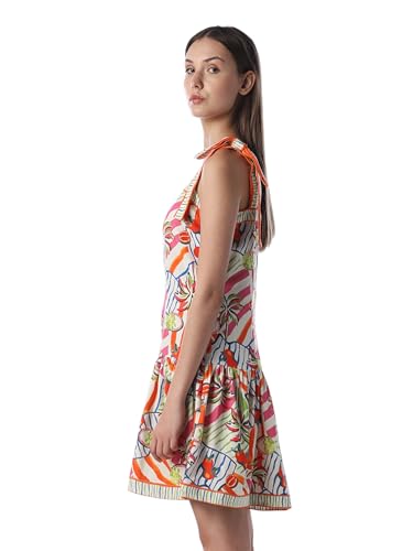 ONLY Women's Abstract Print Fit and Flare Multicolor Dress