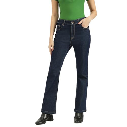 United Colors of Benetton Solid Bootcut Fit Jeans (Size: 24)-25P4ST5E9787I901 Blue