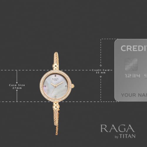 Titan Raga Spotlight 2.0 Quartz Analog 3Hands Display White Dial Textured Kada Color Strap Watch for Women - 95425WM01