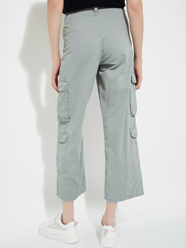 Max URB_N Women Solid Cargo Trousers (Grey_28)