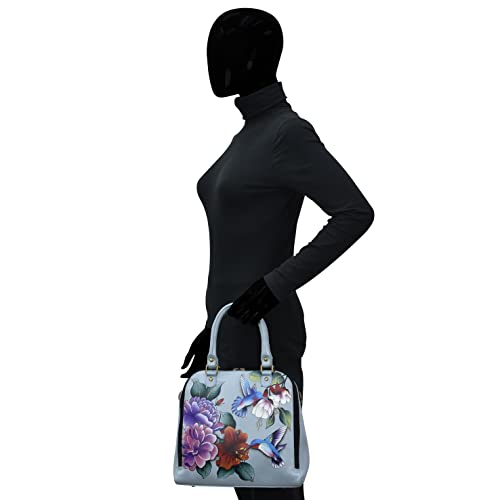 Anna by Anuschka Hand-painted Leather Organizer Satchel, Garden Jewels, One Size