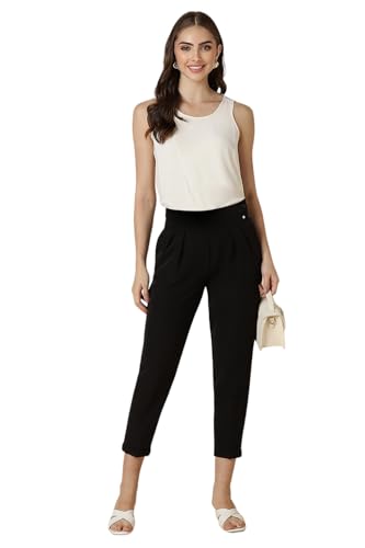 Allen Solly Women Black Regular Fit Solid Formal Trousers