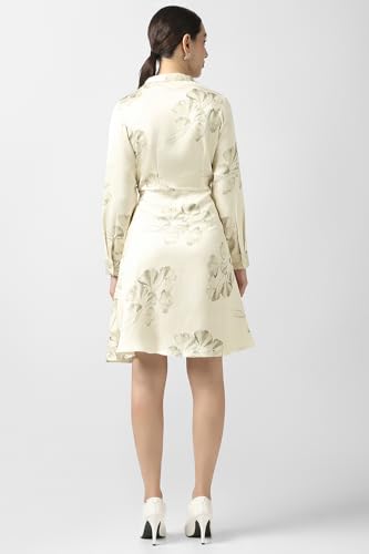 Van Heusen Women's Polyester Modern Knee-Length Dress (VWDRERGFZ58479_Beige