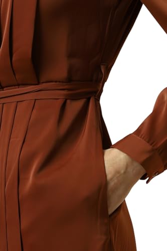 Allen Solly Women's Polyester Blend Modern Knee-Length Dress (AHDRERGPQ02163_Brown