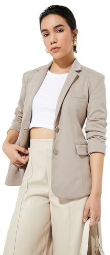 Max URB_N Women Solid Single-Breasted Blazer (Black_XXL)