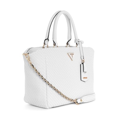 Guess Women's White Textured Satchel Bag| Ladies Purse Handbags | Gift For Ladies