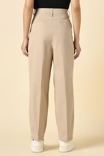 Women Beige Solid Casual Trousers