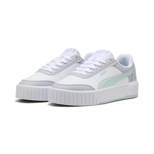 Puma | Carina Mia Women’s Classic Sneakers | White-Fresh Water-Vibrant Silver | 4UK