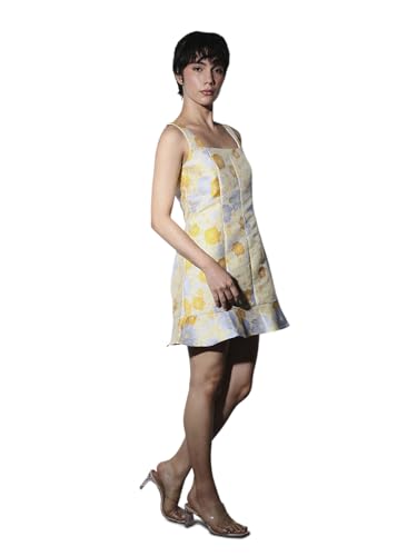 ONLY Women's Floral Print Regular Fit Yellow Dress