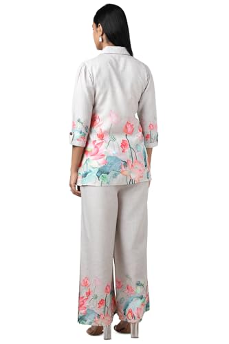 Soch Women Beige Linen Floral Print Co-Ord Set