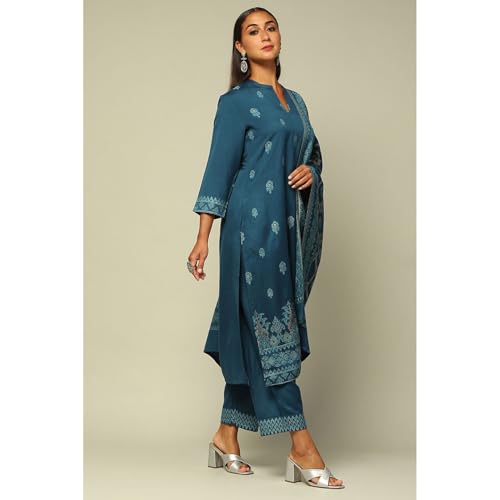 Rangriti Women's Acrylic Kurta Set (WNTRWR20257AW24BLU_Blue