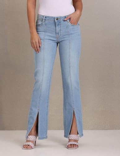 U.S. POLO ASSN. Women's High Rise Straight Jeans (UWAW22JN037_Blue_28)