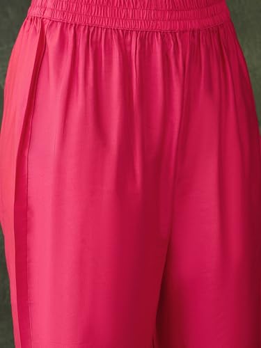 VARNI FABRIC Rayon Kurta Set for Women |Full Sleeves Floral Printed A-Line Kurta Set | Woman Salwar Suit with Pant & Dupatta | Festive Wedding Ethnic Wear | Prefect for Office Summer | Rani | 3XL