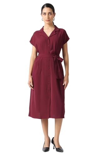 Women Maroon Solid Casual Dress