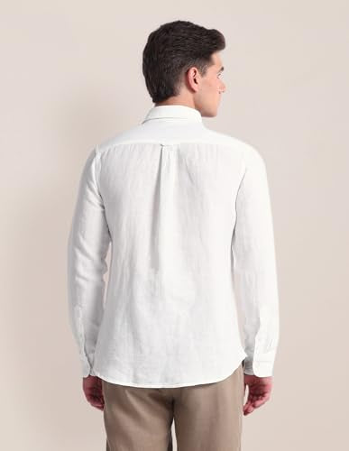 U.S. Polo Assn. Mens White Solid Collared Neck Long Sleeve Men's Casual Shirts (USSHTC0089_White_44)