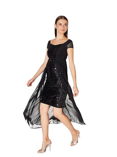 Miss Chase Women's Embellished Fit & Flare Maxi Dress (MCAW25D85-77-62-02, Black, XS)