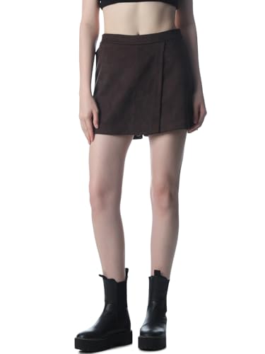 ONLY Women's Solid Flared High-Rise Brown Skorts
