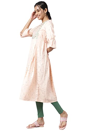 Aurelia Rayon Women's Pink Embroidered Dress with Green Kurta Set_22Aud10483-503988_L