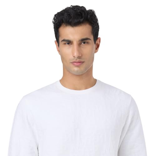 Pepe White Self Design Full Sleeves Men Sweatshirt