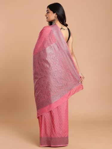 Kalyan Silks Black & Silver Buttas Pink Saree