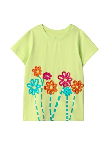 The Souled Store TSS Originals: Spectra Girls Short Sleeves Round Neck Green Embroidered Regular Fit Cotton T-Shirts (2-8 Yrs)