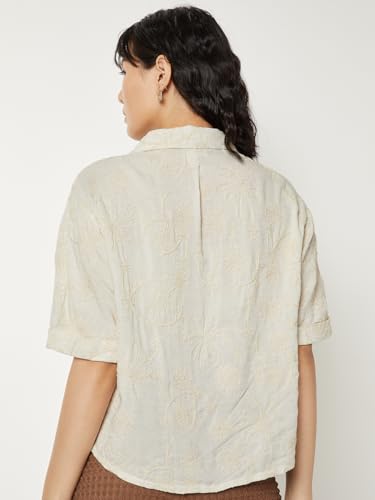 Max Women Embroidered Shirt(Beige_L)