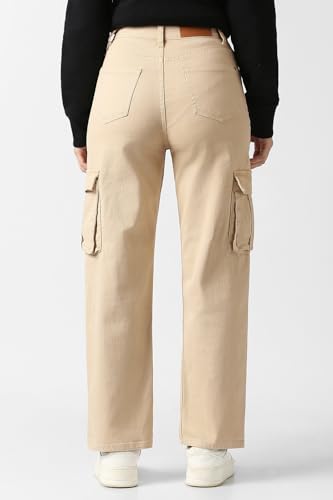 Women Beige Dark Wash Jeans